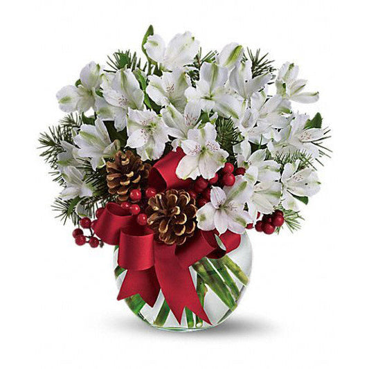 White Astromeria Holiday Arrangement